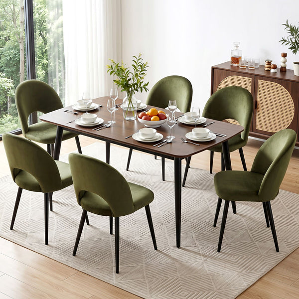 Artiss Dining Chairs Set of 6 Velvet Hollow Green Awezingly