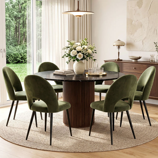 Artiss Dining Chairs Set of 6 Velvet Hollow Green Awezingly