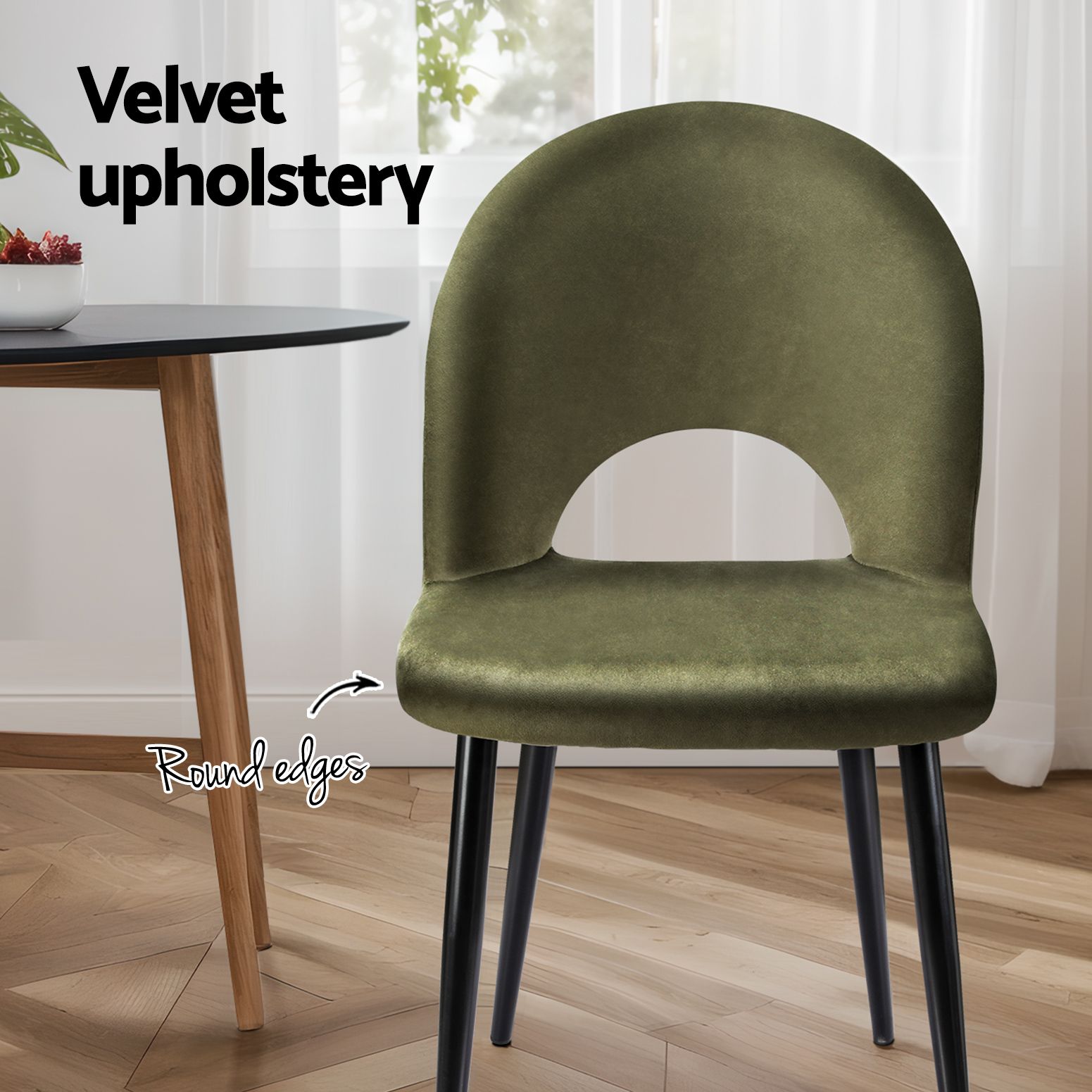 Artiss Dining Chairs Set of 6 Velvet Hollow Green Awezingly