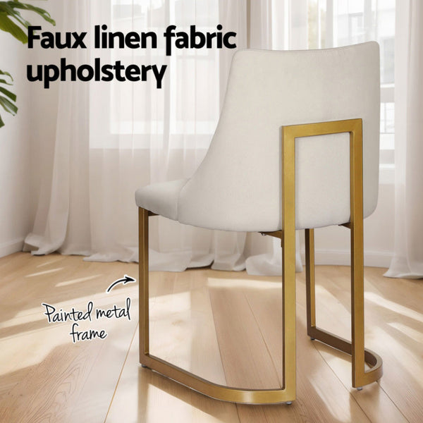 Artiss Dining Chairs Set of 4 Linen Fabric Frame Beige Artiss