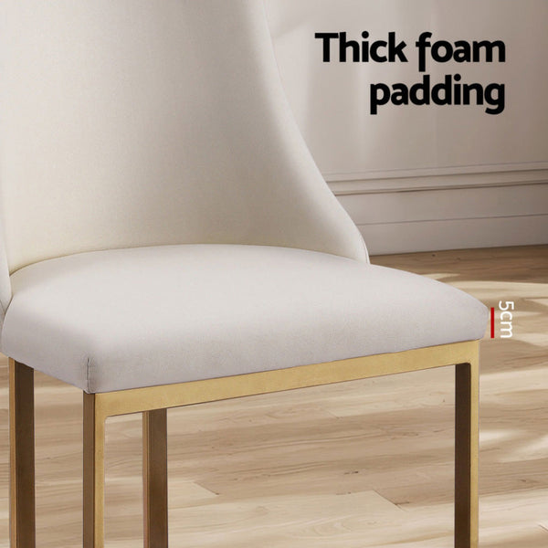 Artiss Dining Chairs Set of 4 Linen Fabric Frame Beige Artiss