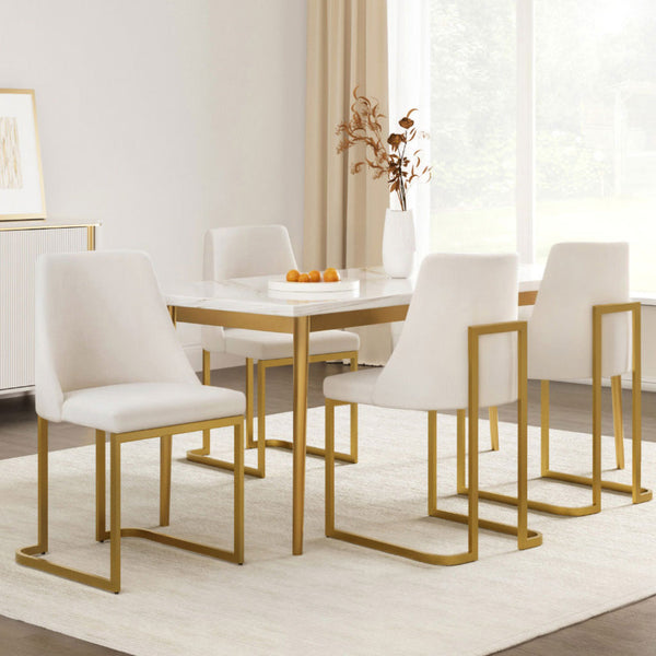 Artiss Dining Chairs Set of 4 Linen Fabric Frame Beige Artiss