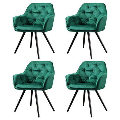 Artiss Dining Chairs Set of 4 Velvet Diamond Tufted Armchair Green