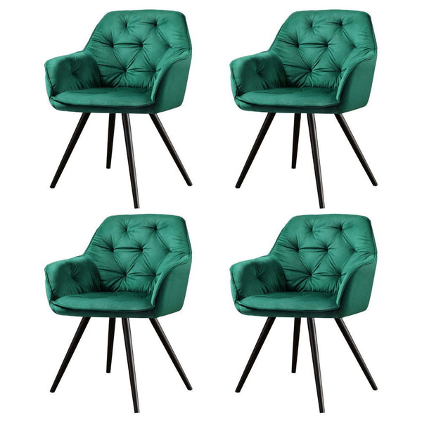 Artiss Dining Chairs Set of 4 Velvet Diamond Tufted Armchair Green Artiss