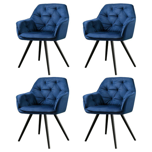 Artiss Dining Chairs Set of 4 Velvet Diamond Tufted Armchair Blue Artiss