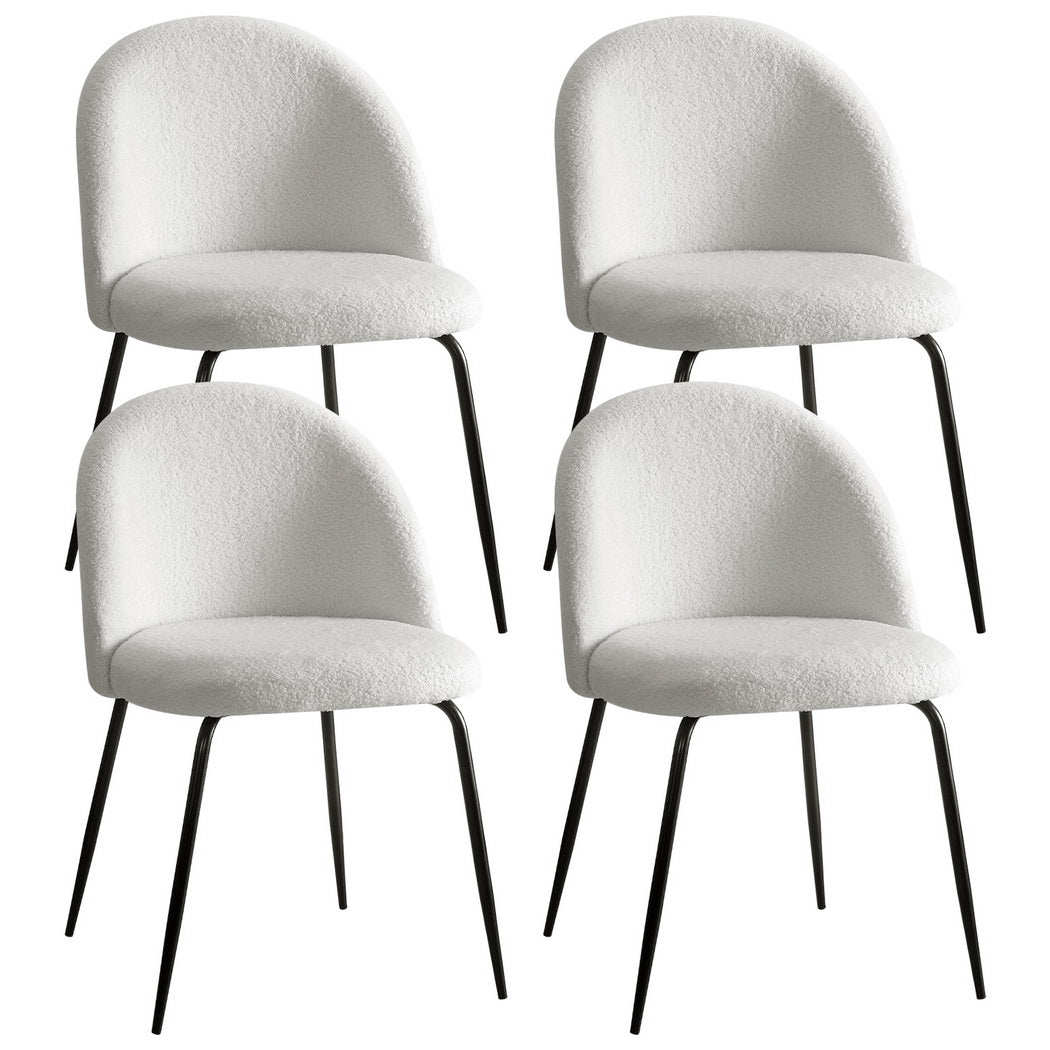 Artiss Dining Chairs Set of 4 Sherpa Boucle White Artiss