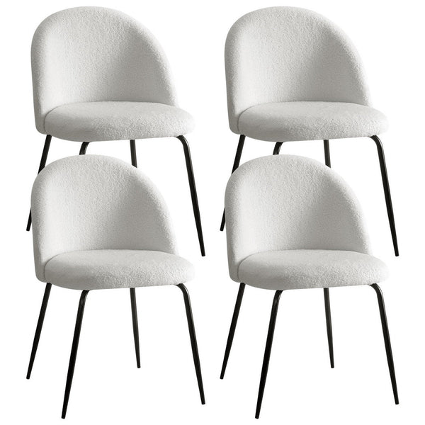 Artiss Dining Chairs Set of 4 Sherpa Boucle White Artiss