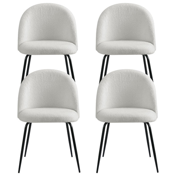 Artiss Dining Chairs Set of 4 Sherpa Boucle White Artiss