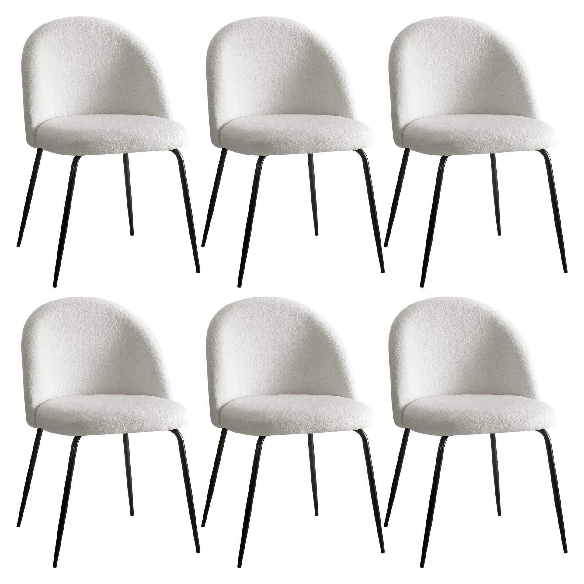 Artiss Dining Chairs Set of 6 Sherpa Boucle White Awezingly
