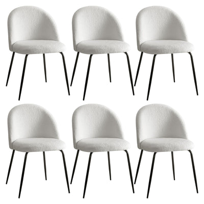 Artiss Dining Chairs Set of 6 Sherpa Boucle White