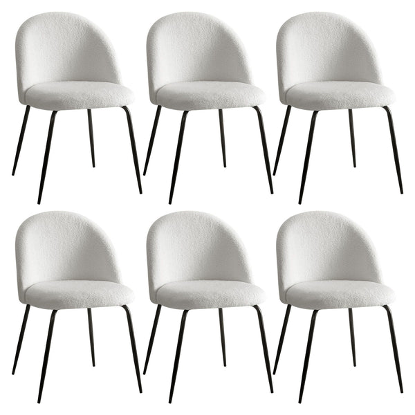 Artiss Dining Chairs Set of 6 Sherpa Boucle White Awezingly