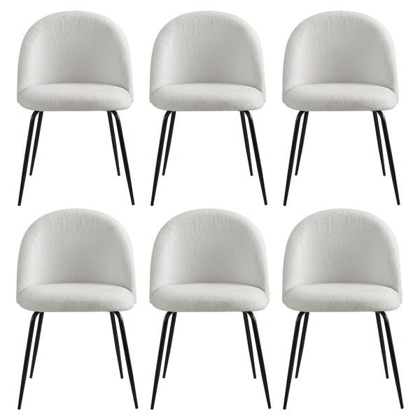 Artiss Dining Chairs Set of 6 Sherpa Boucle White Awezingly