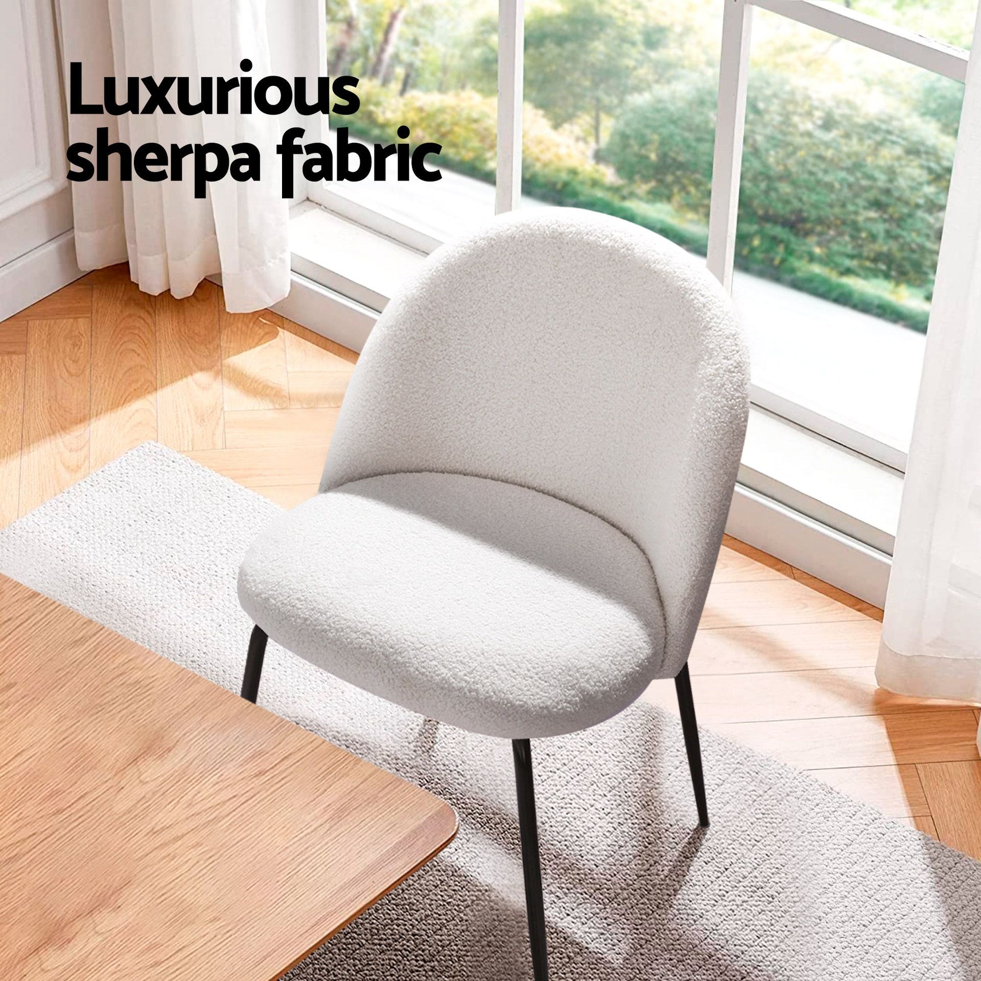 Artiss Dining Chairs Set of 6 Sherpa Boucle White Awezingly