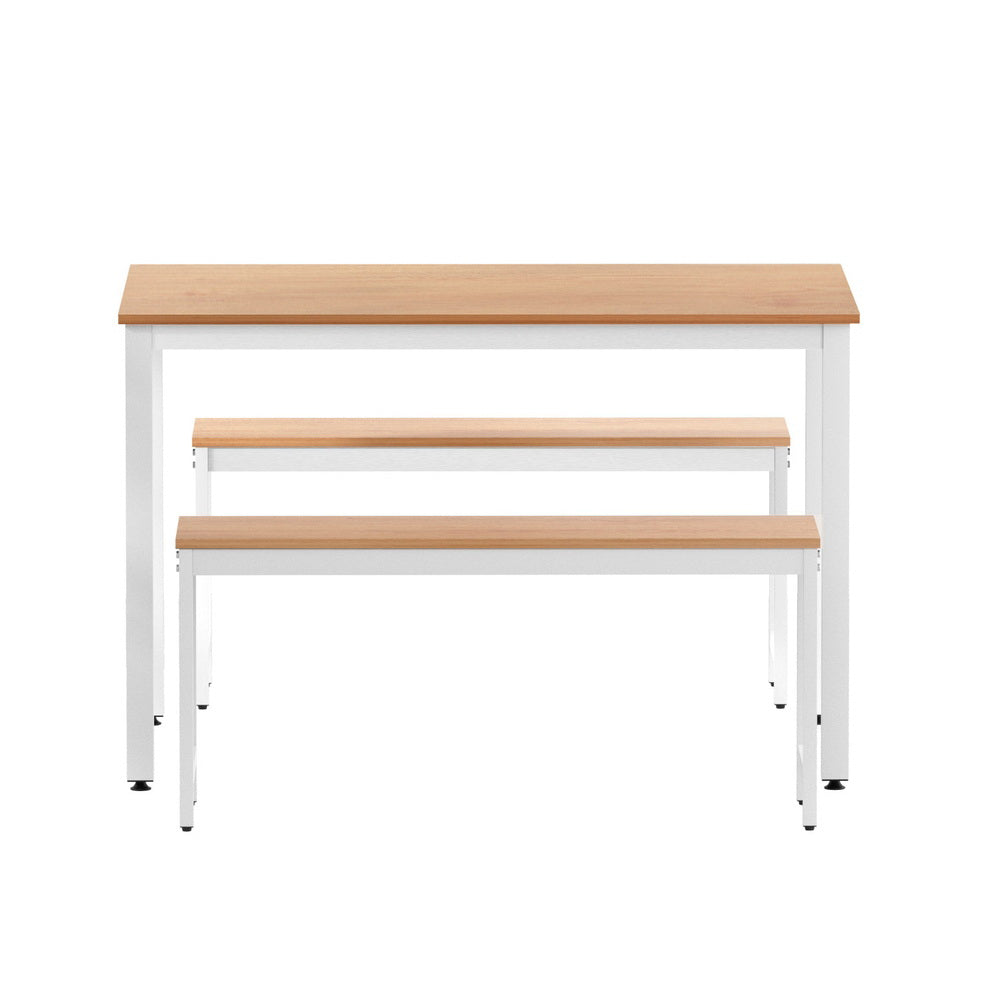 Artiss Dining Table and Chairs Set 3PCS Metal Desk Bench Sets Kitchen Furniture Artiss