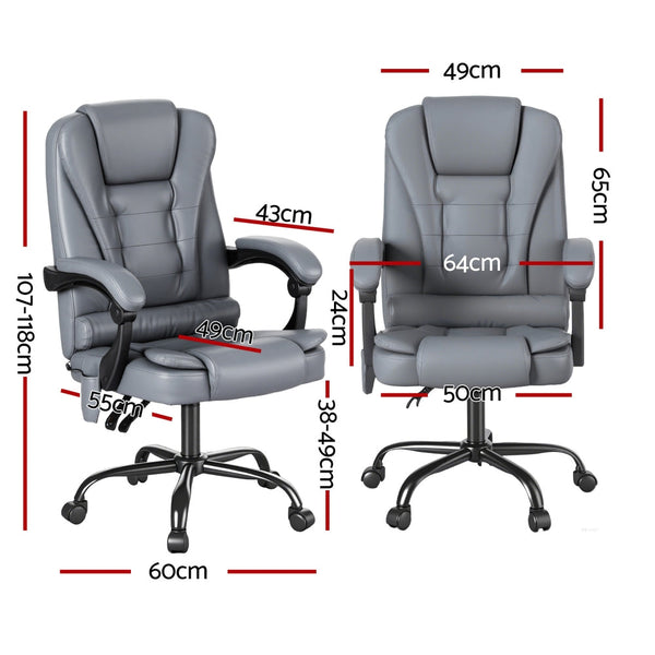 Artiss Executive Office Chair 4-Point Massage Adjustable Ergonomic Recline PU Awezingly