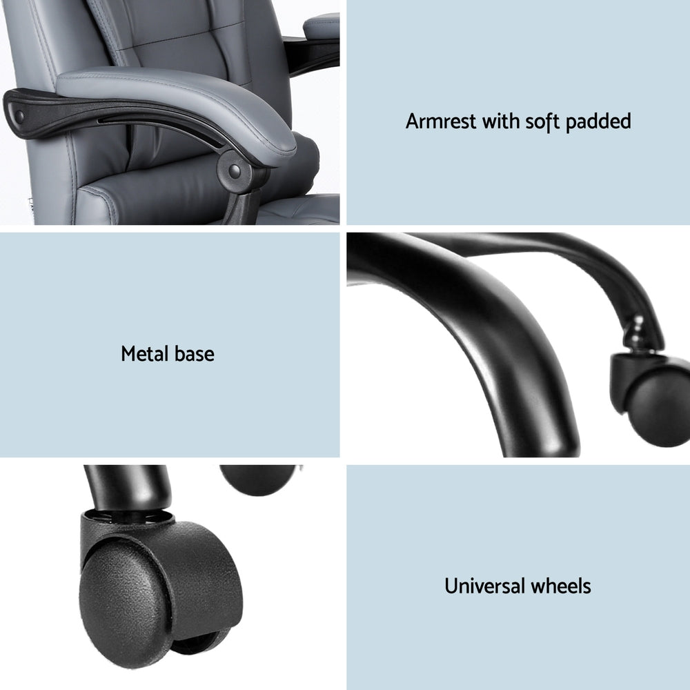 Artiss Executive Office Chair 4-Point Massage Adjustable Ergonomic Recline PU Awezingly