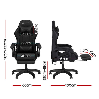Artiss Gaming Office Chair 12 RGB LED Massage Computer Work Seat Footrest Black