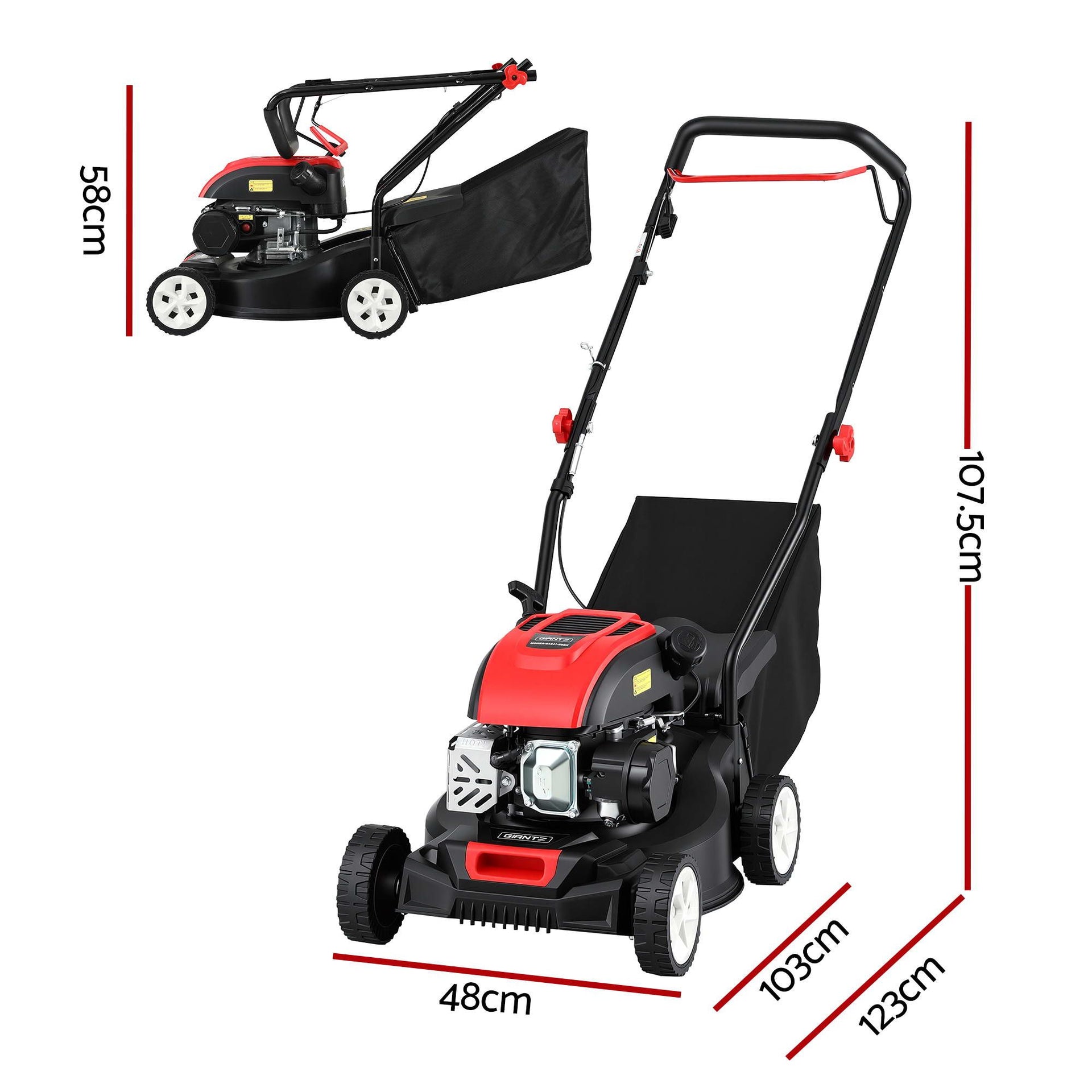 Giantz Petrol Lawn Mower 149cc 4 Stroke Hand Push 16in Grass Cutter Lawnmower Awezingly