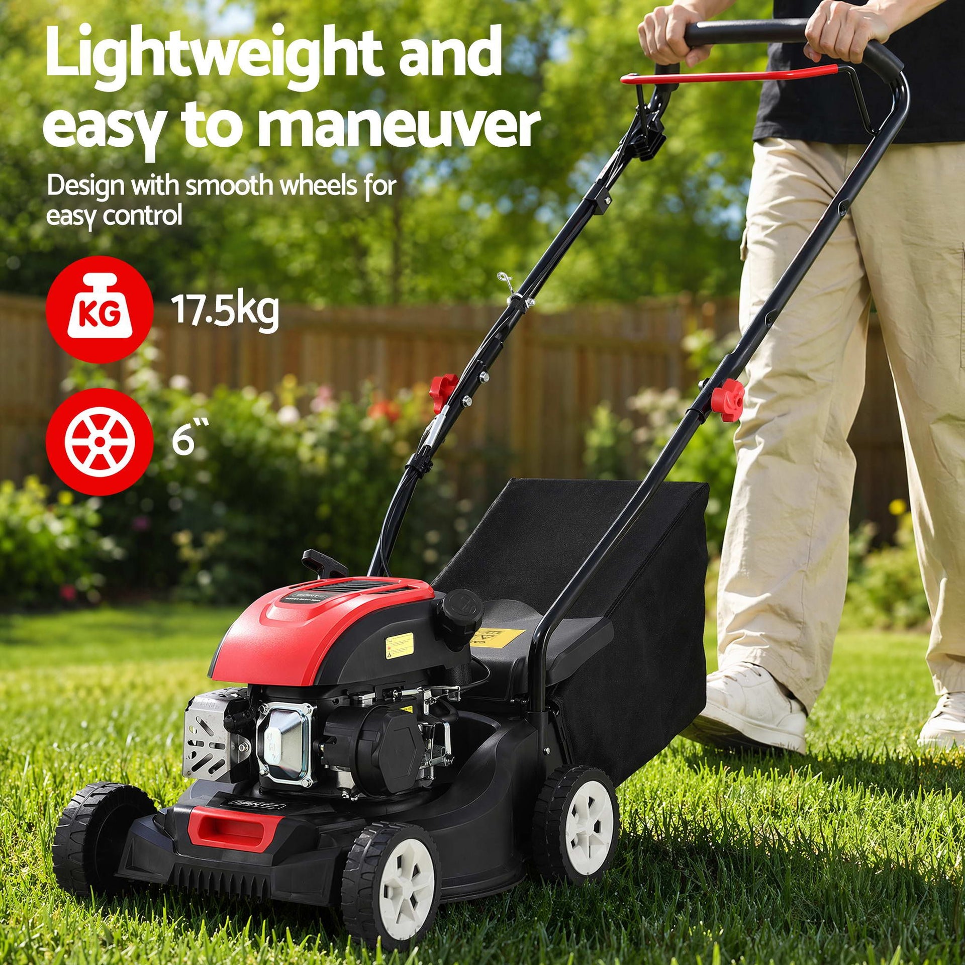 Giantz Petrol Lawn Mower 149cc 4 Stroke Hand Push 16in Grass Cutter Lawnmower Awezingly