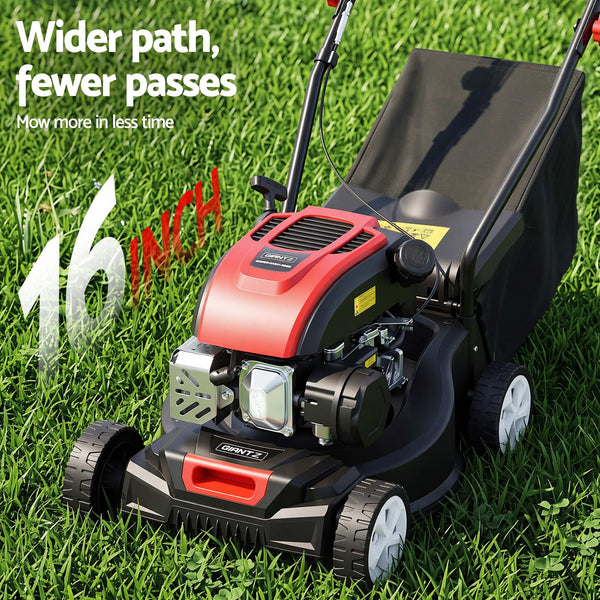 Giantz Petrol Lawn Mower 149cc 4 Stroke Hand Push 16in Grass Cutter Lawnmower Awezingly