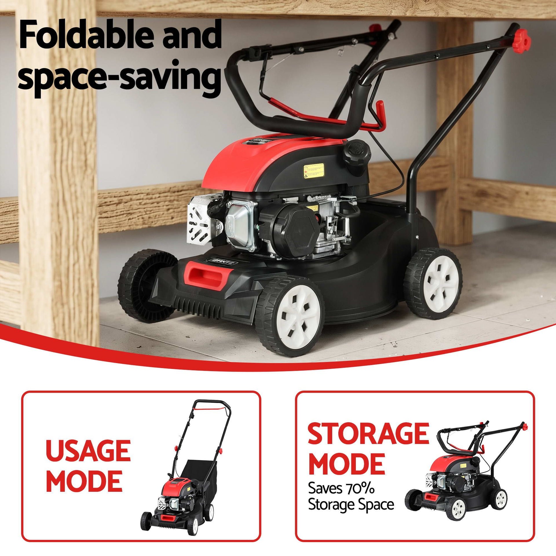 Giantz Petrol Lawn Mower 149cc 4 Stroke Hand Push 16in Grass Cutter Lawnmower Awezingly