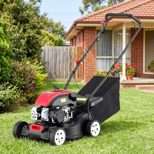 Giantz Petrol Lawn Mower 149cc 4 Stroke Hand Push 16in Grass Cutter Lawnmower Awezingly
