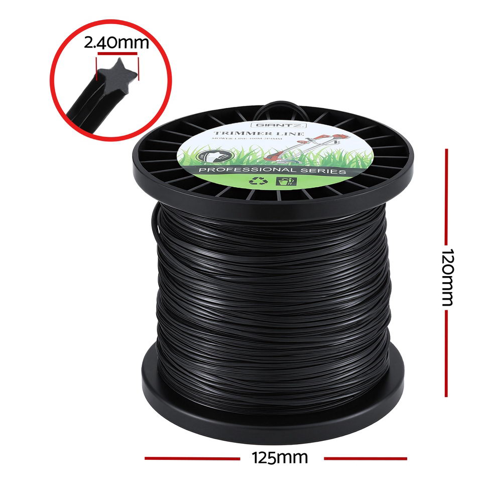 Giantz 100M Whipper Snipper Trimmer Line 2.4mm Star Nylon String Cord Black Awezingly