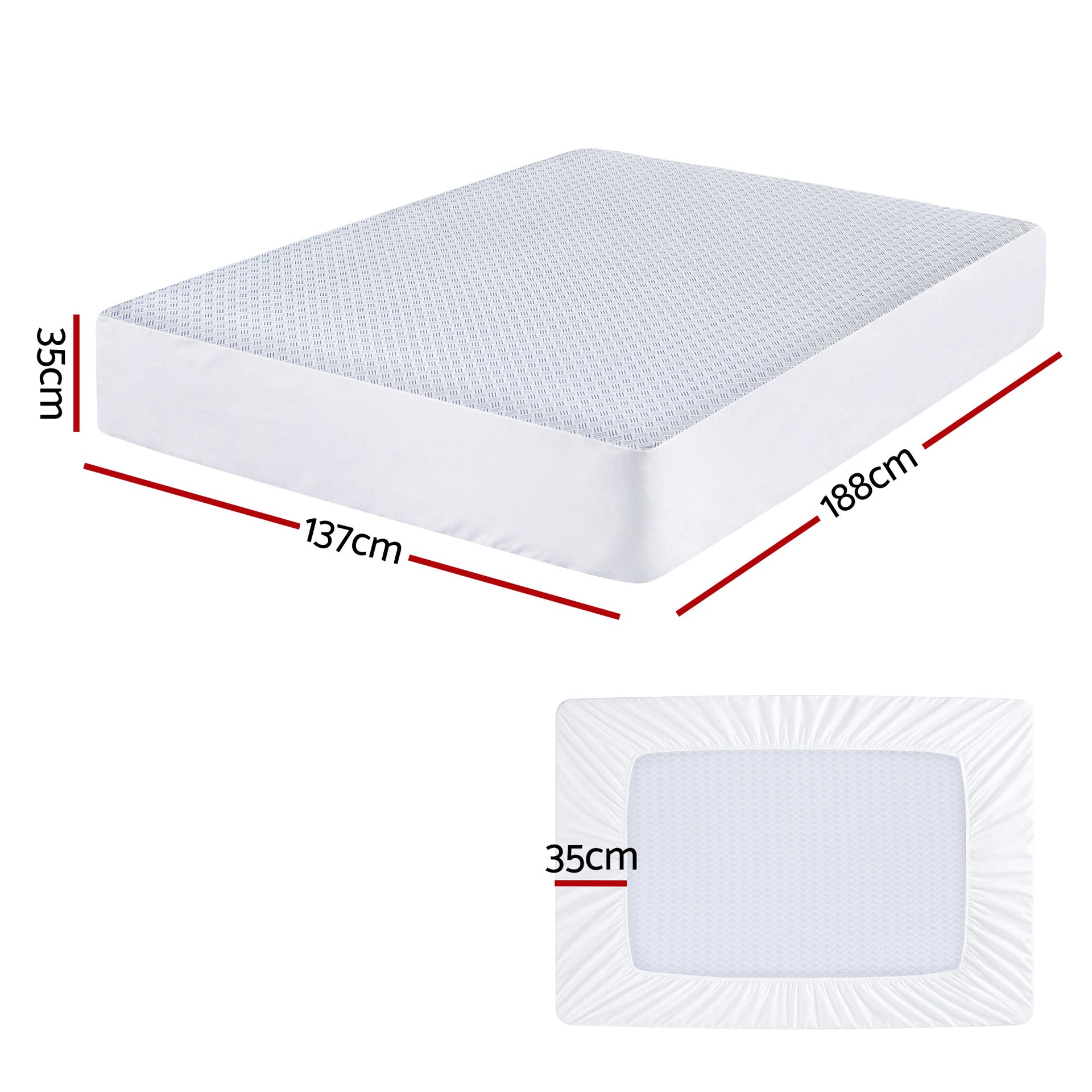 Giselle Cooling Mattress Protector Waterproof Deep Pocket Fitted Cover Double Awezingly