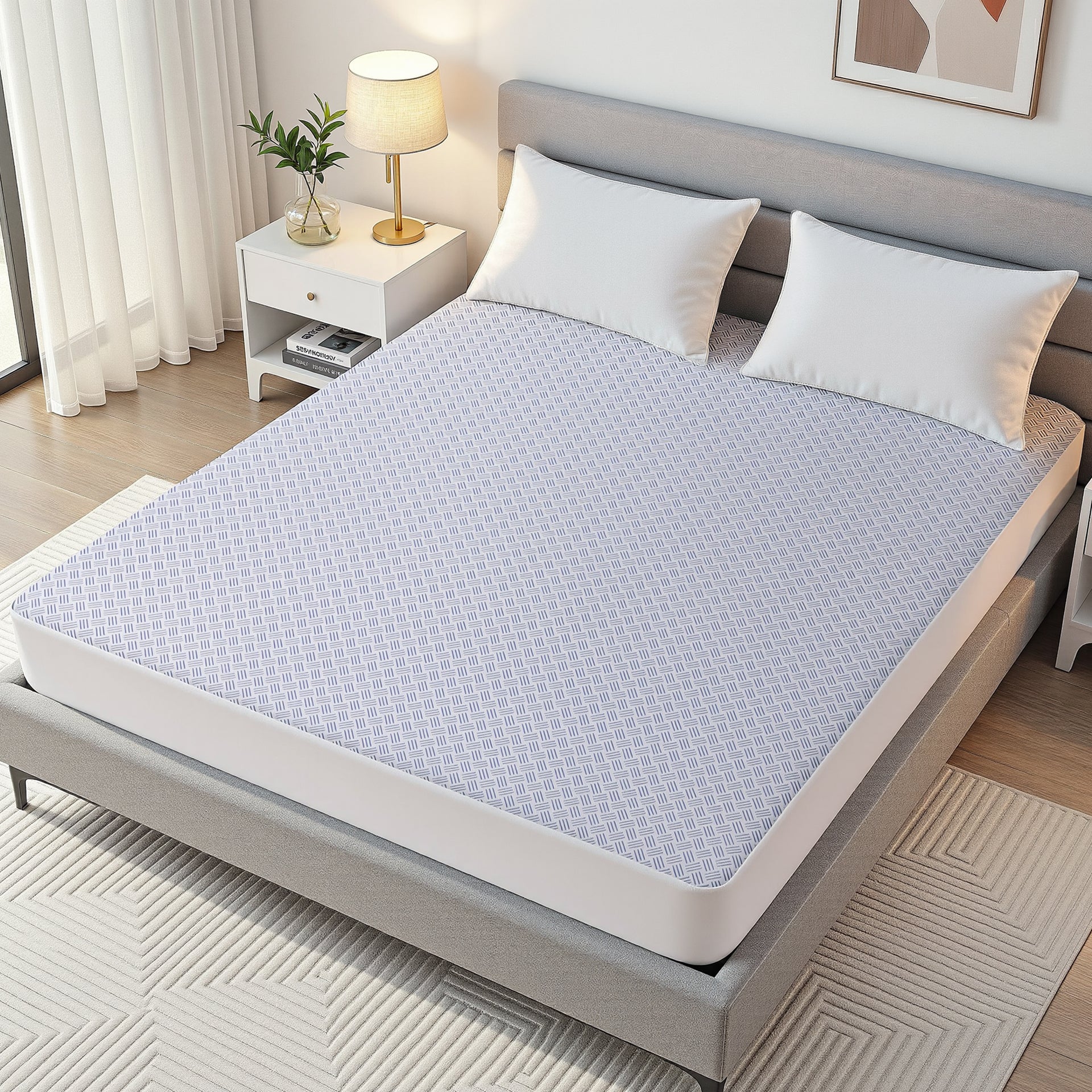 Giselle Cooling Mattress Protector Waterproof Deep Pocket Fitted Cover Double Awezingly