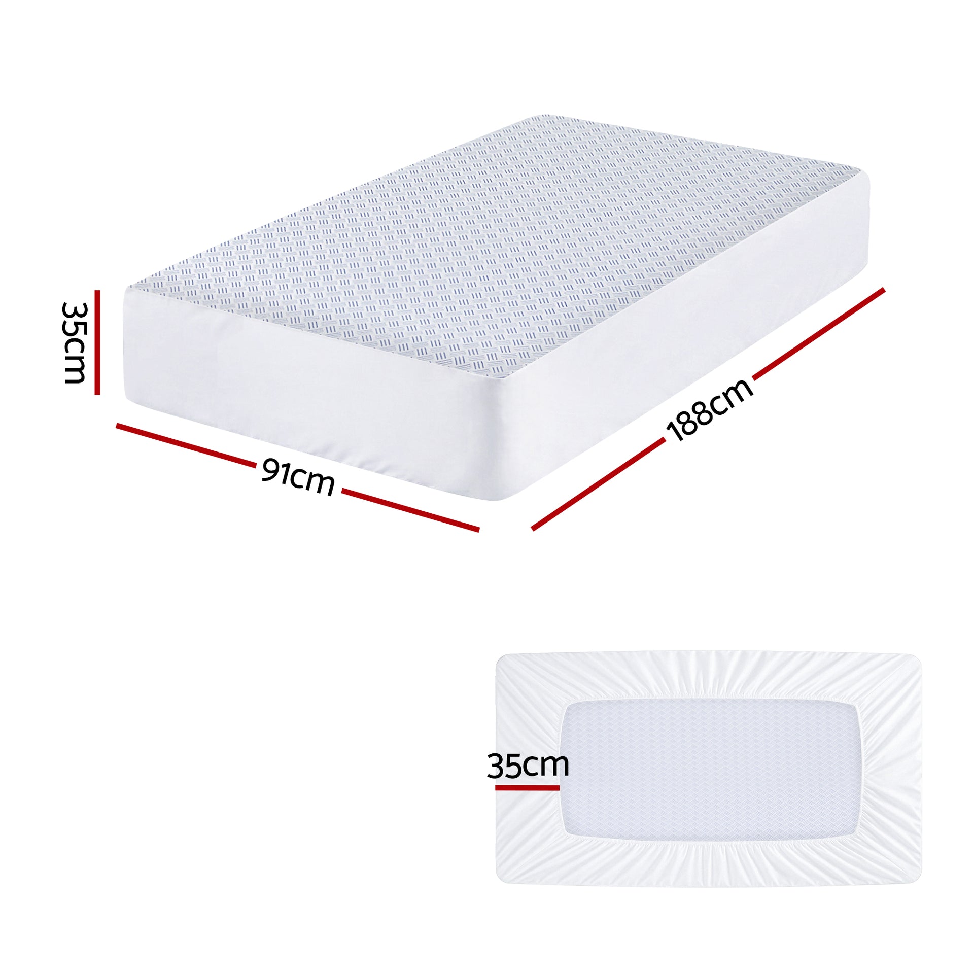 Giselle Cooling Mattress Protector Waterproof Deep Pocket Fitted Cover Single Awezingly