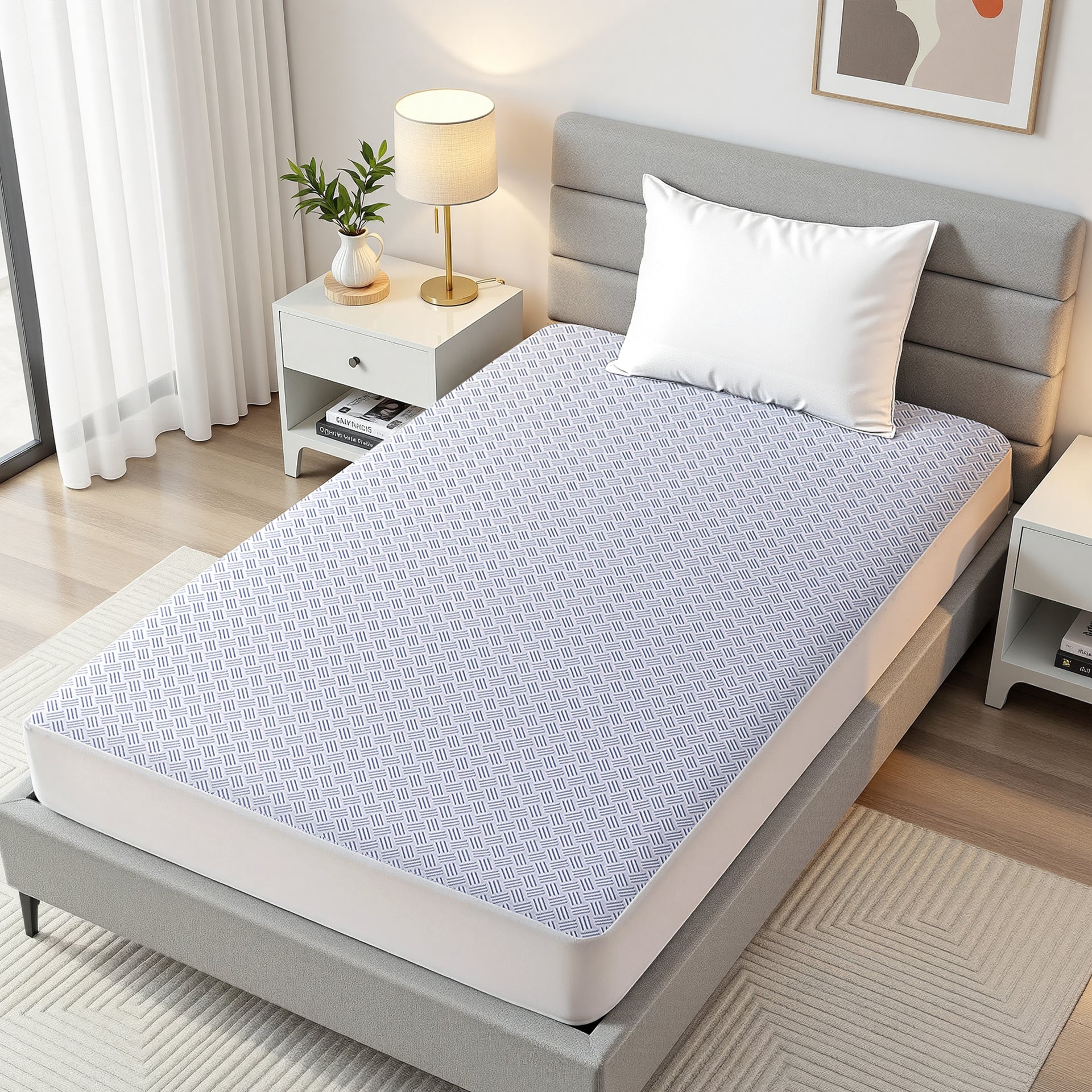 Giselle Cooling Mattress Protector Waterproof Deep Pocket Fitted Cover Single Awezingly