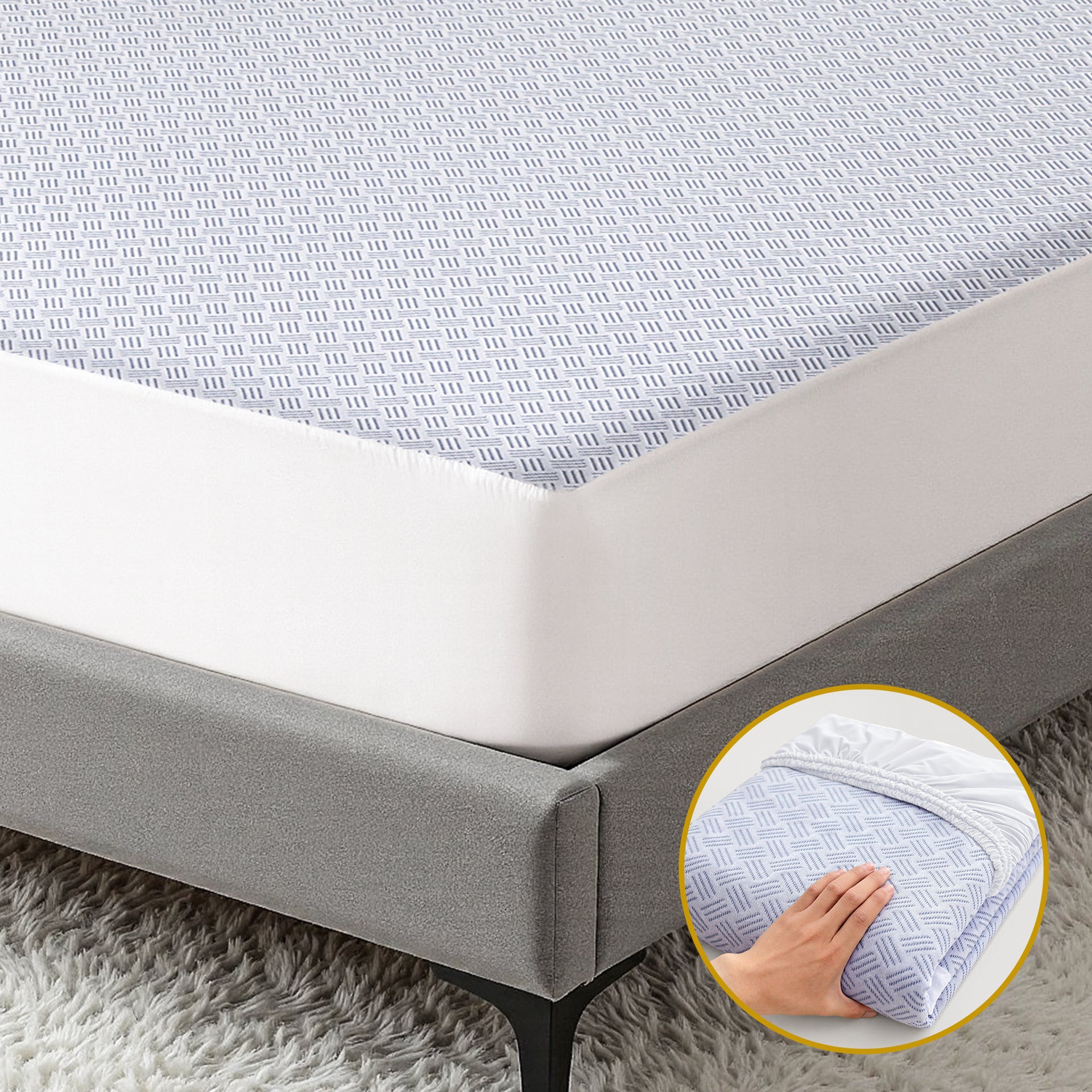 Giselle Cooling Mattress Protector Waterproof Deep Pocket Fitted Cover Single Awezingly