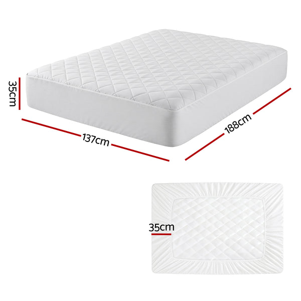 Giselle Waterproof Mattress Protector 100% Cotton Quilted Fitted Cover Double Awezingly