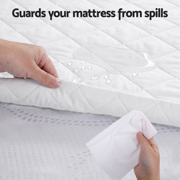 Giselle Waterproof Mattress Protector 100% Cotton Quilted Fitted Cover Double Awezingly