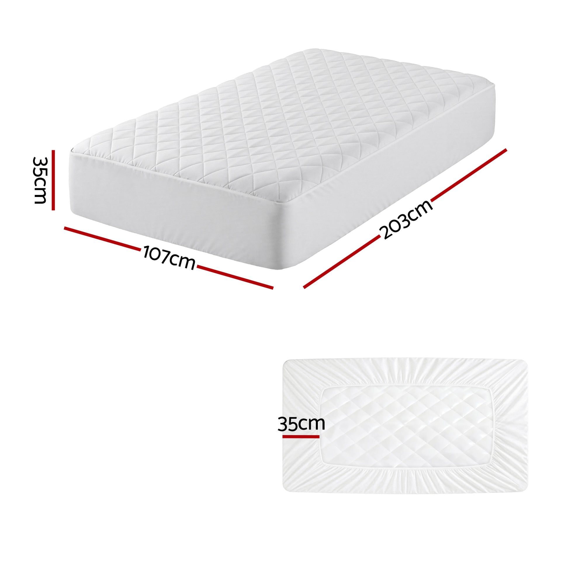 Giselle Waterproof Mattress Protector 100% Cotton Quilted Fitted Cover King Single Awezingly