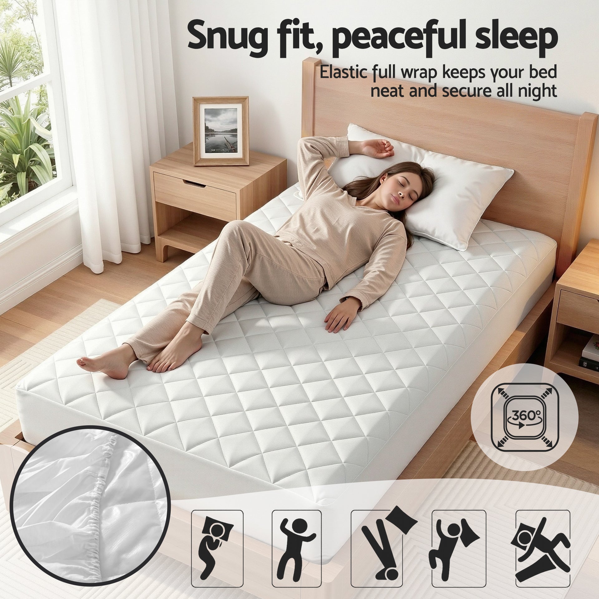 Giselle Waterproof Mattress Protector 100% Cotton Quilted Fitted Cover Single Awezingly