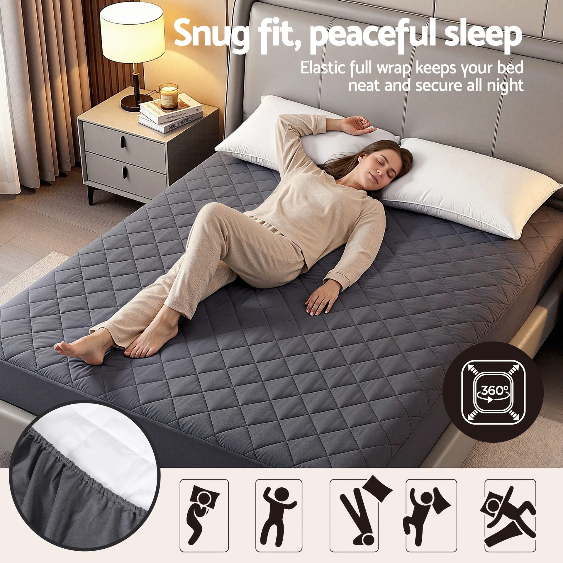 Giselle Water-Resistant Mattress Protector Microfiber 360° Fit Double Awezingly