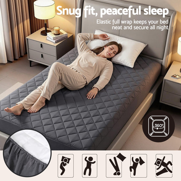 Giselle Water-Resistant Mattress Protector Microfiber 360° Fit King Single Awezingly