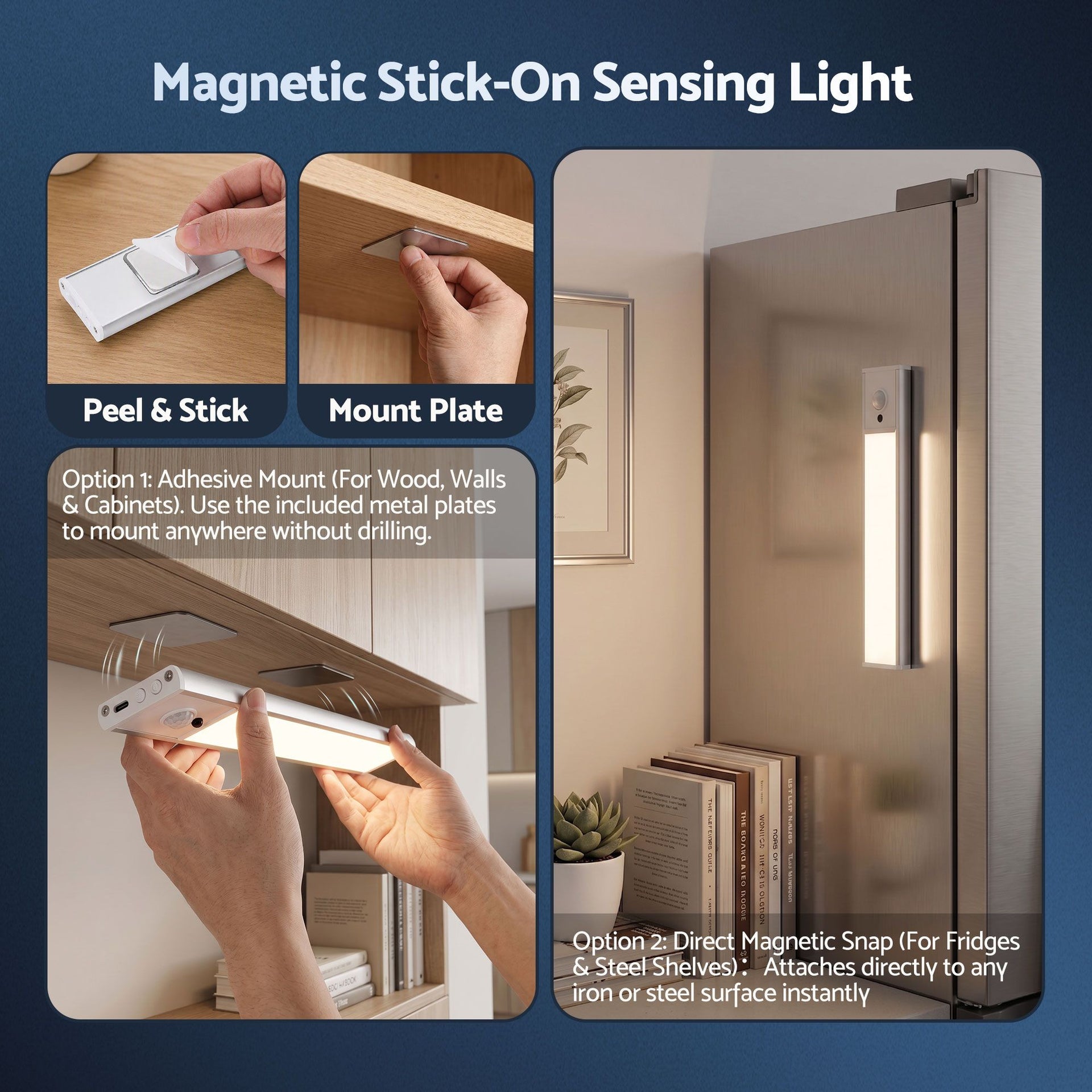 Artiss 4-Pack 25cm Motion Sensor Under Cabinet Lights, LED Closet Light with 5 Colors Dimmable Awezingly