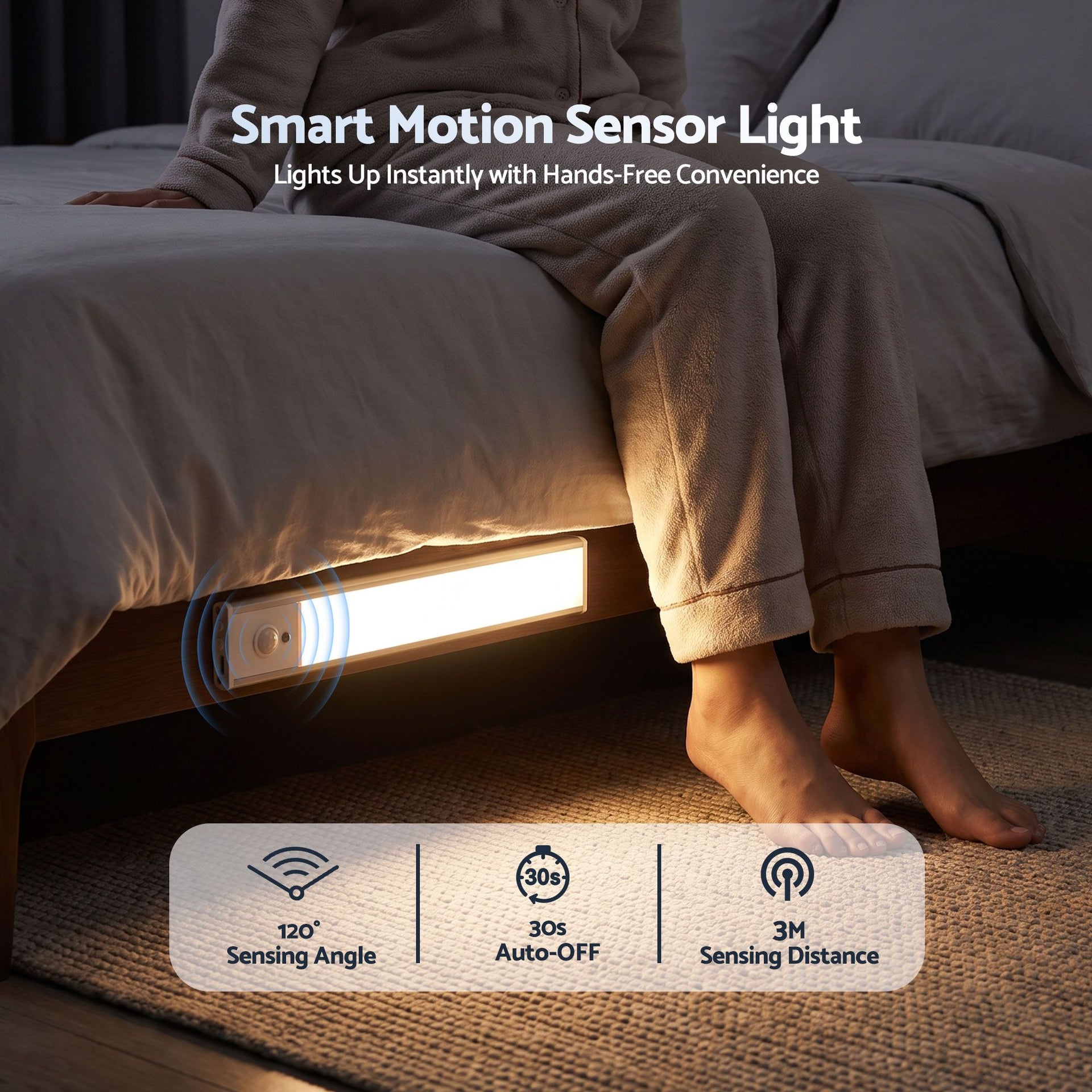 Artiss 4-Pack 25cm Motion Sensor Under Cabinet Lights, LED Closet Light with 5 Colors Dimmable Awezingly