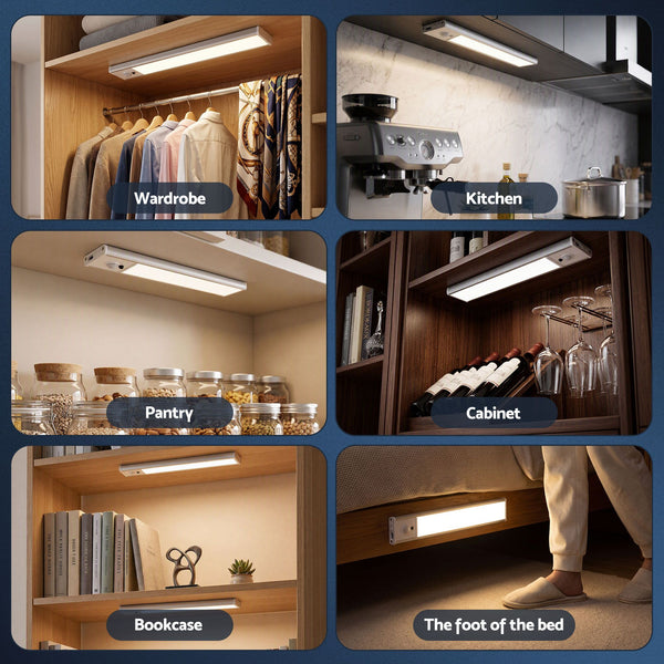 Artiss 4-Pack 25cm Motion Sensor Under Cabinet Lights, LED Closet Light with 5 Colors Dimmable Awezingly