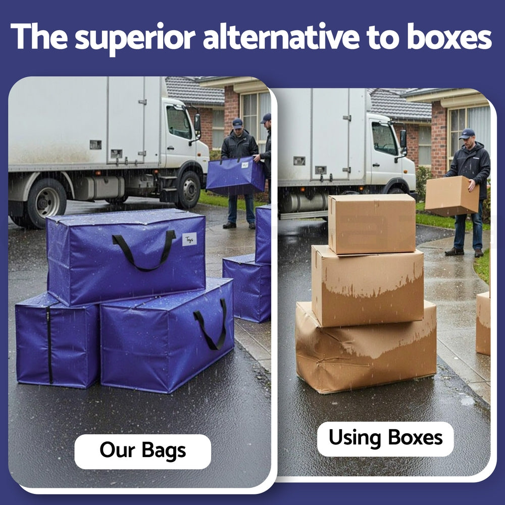 Artiss Moving Bags Heavy Duty Waterproof Backpack Straps Large Storage Totes 5 Pack Blue Artiss