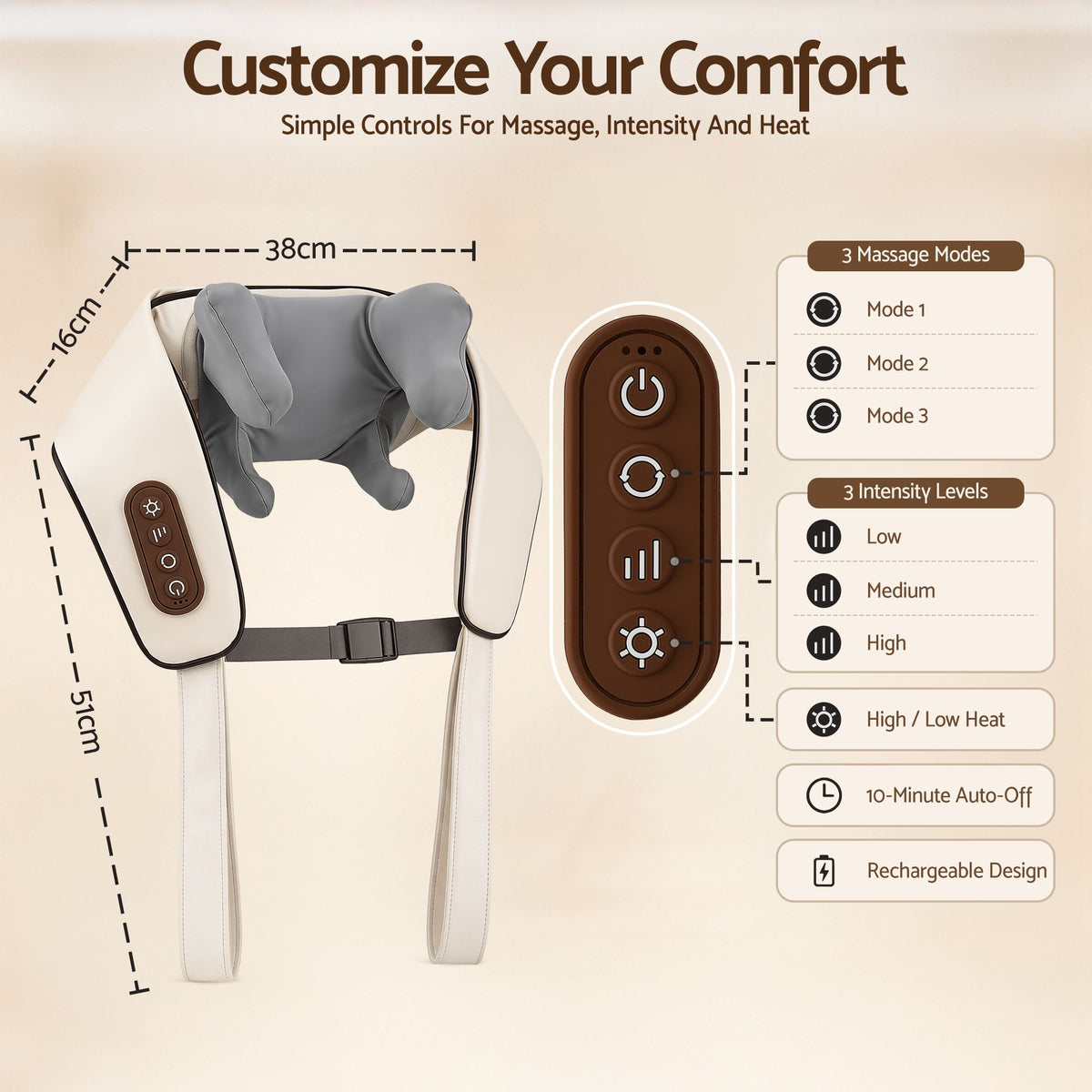 Livemor Neck Massager with Heat Pillow Shiatsu Shoulder Back Massager Pain Relief Tissue Kneading Awezingly