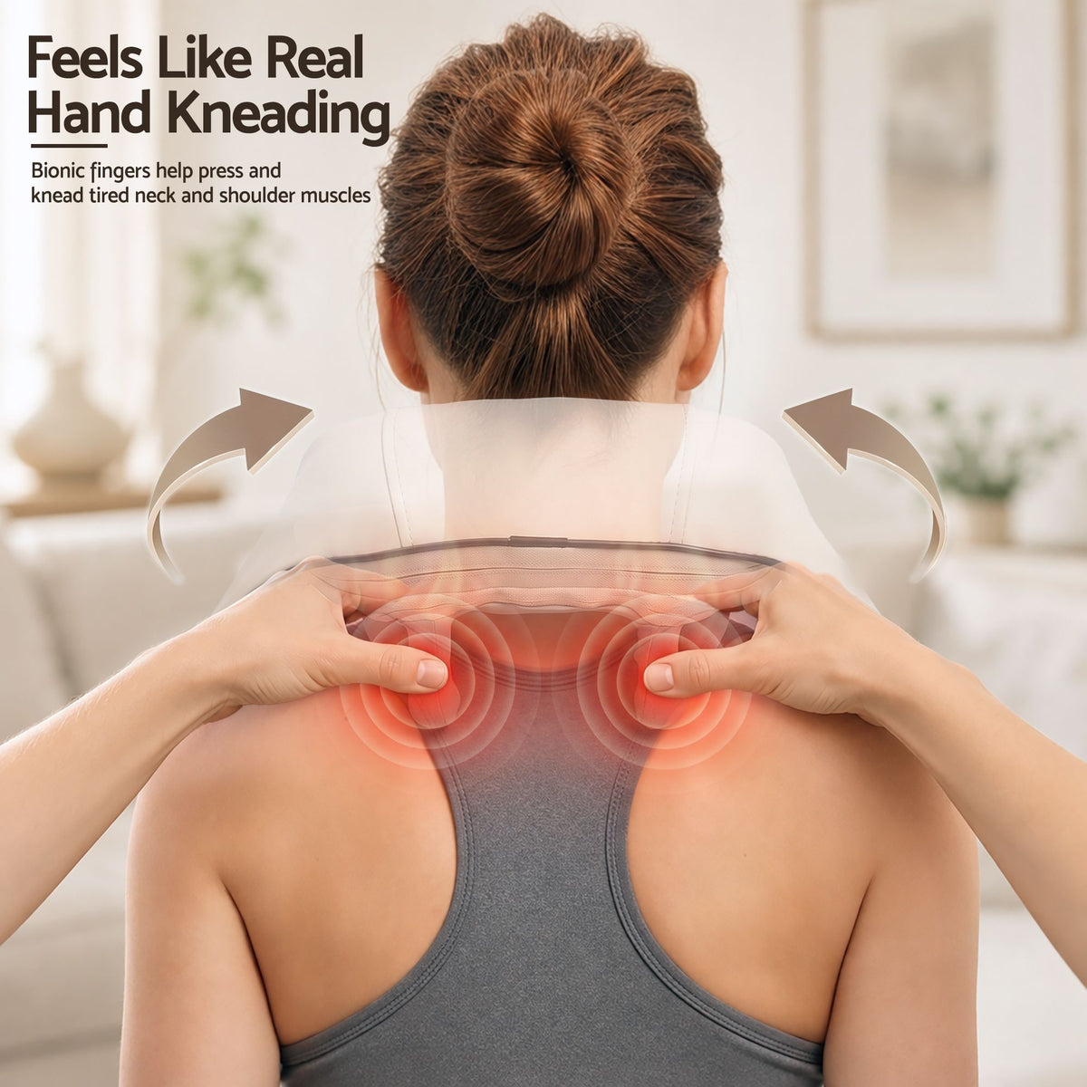 Livemor Neck Massager with Heat Pillow Shiatsu Shoulder Back Massager Pain Relief Tissue Kneading Awezingly