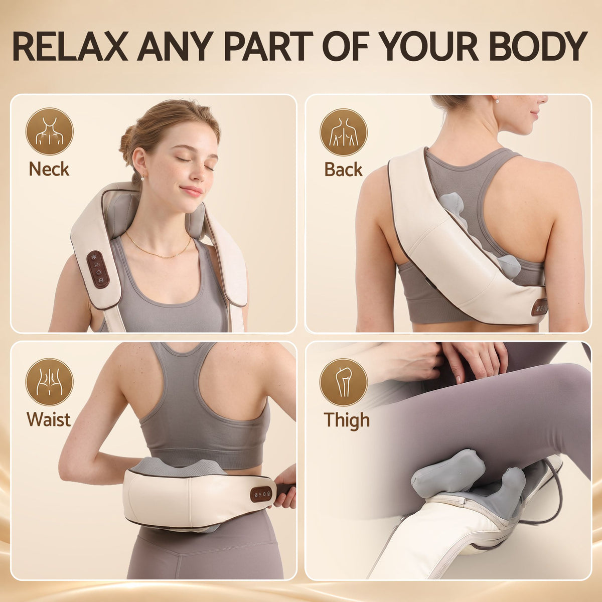 Livemor Neck Massager with Heat Pillow Shiatsu Shoulder Back Massager Pain Relief Tissue Kneading Awezingly
