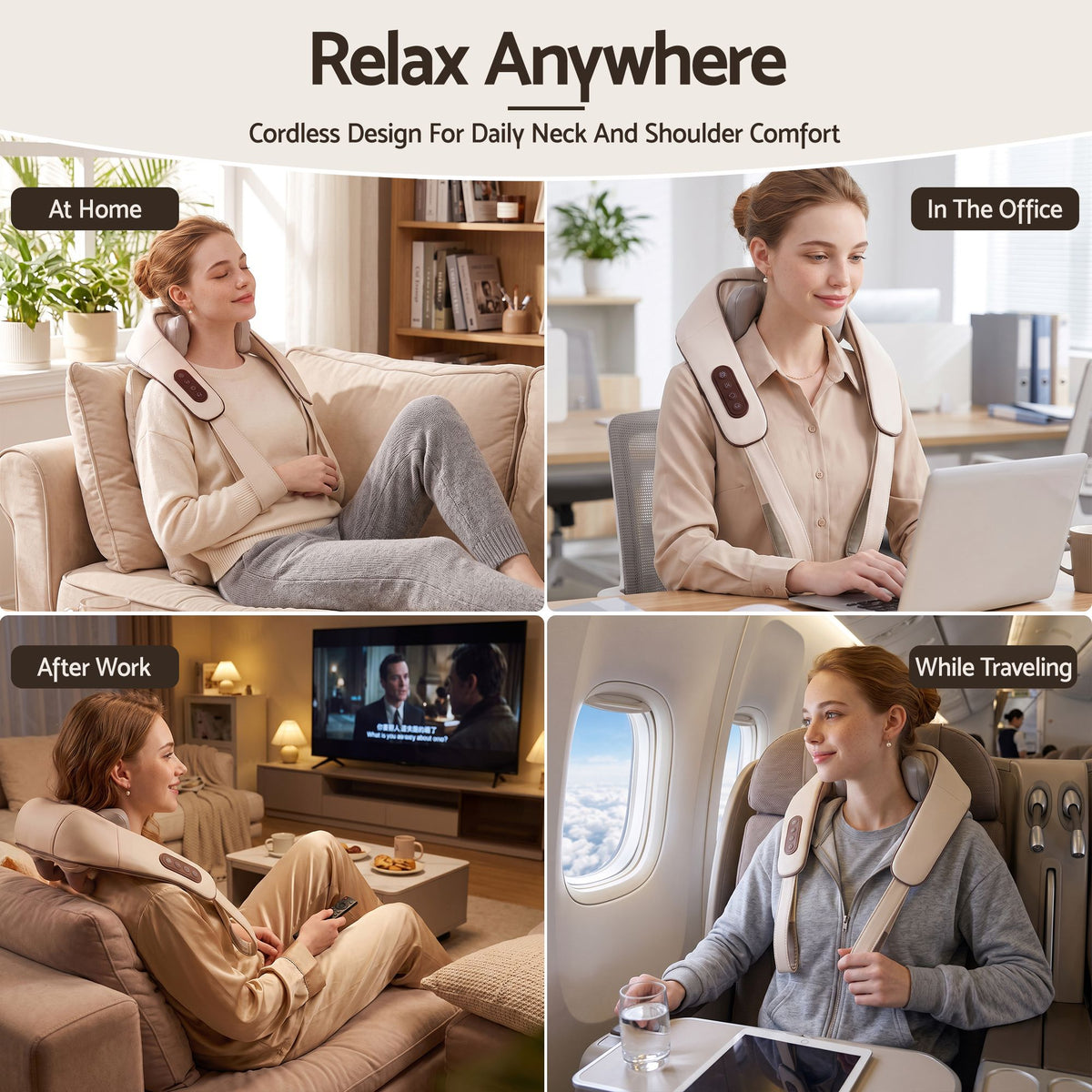 Livemor Neck Massager with Heat Pillow Shiatsu Shoulder Back Massager Pain Relief Tissue Kneading Awezingly