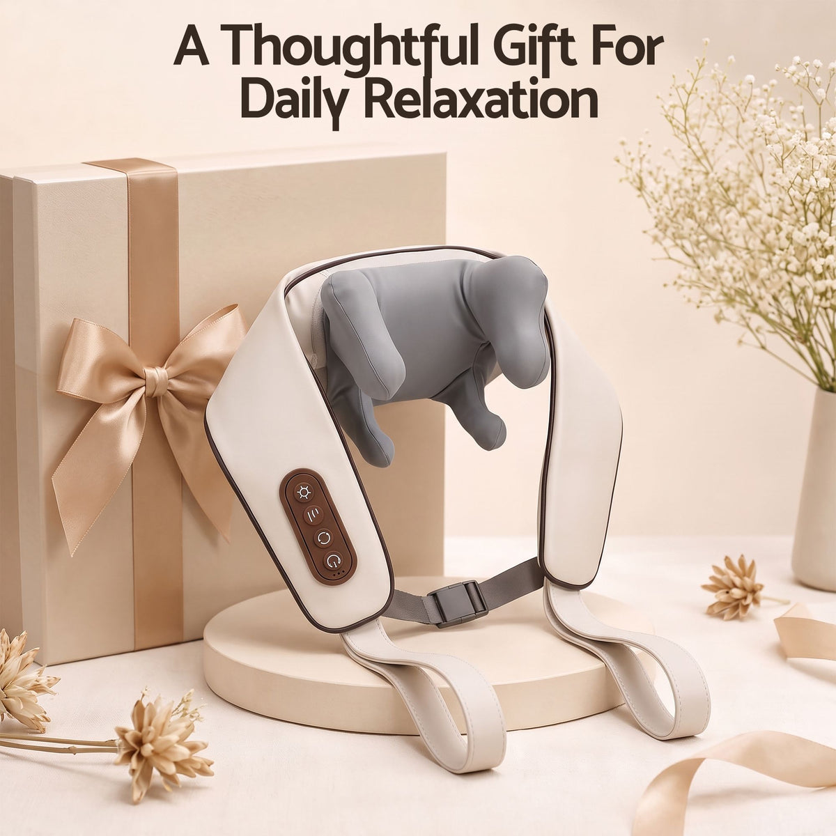 Livemor Neck Massager with Heat Pillow Shiatsu Shoulder Back Massager Pain Relief Tissue Kneading Awezingly