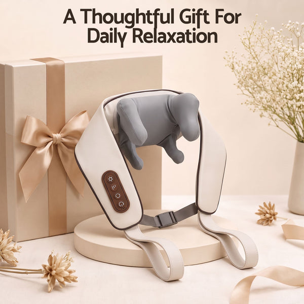 Livemor Neck Massager with Heat Pillow Shiatsu Shoulder Back Massager Pain Relief Tissue Kneading Awezingly