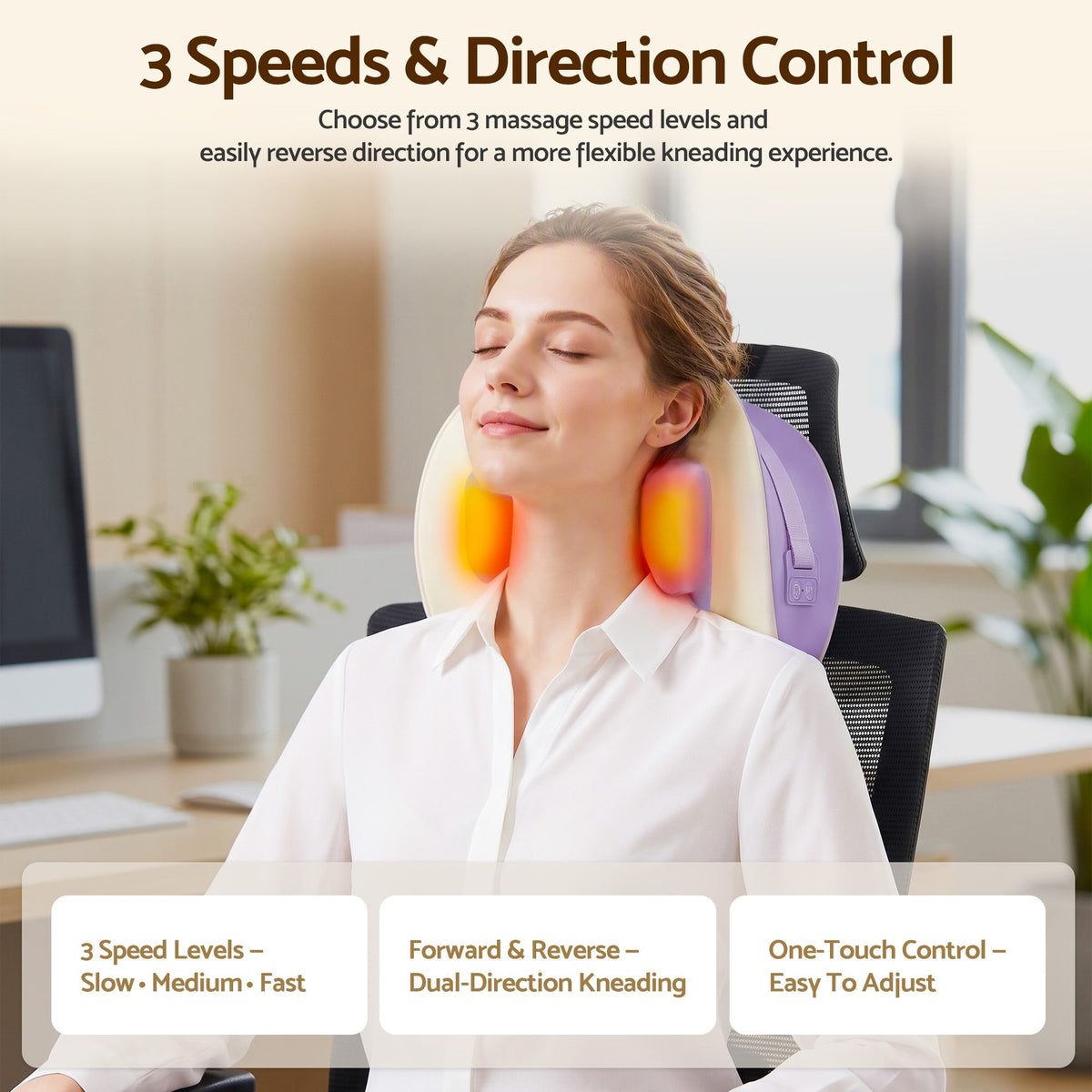 Livemor Neck & Shoulder Massage Pillow with Heat, Cordless 4D Kneading Massager for Home & Office Awezingly