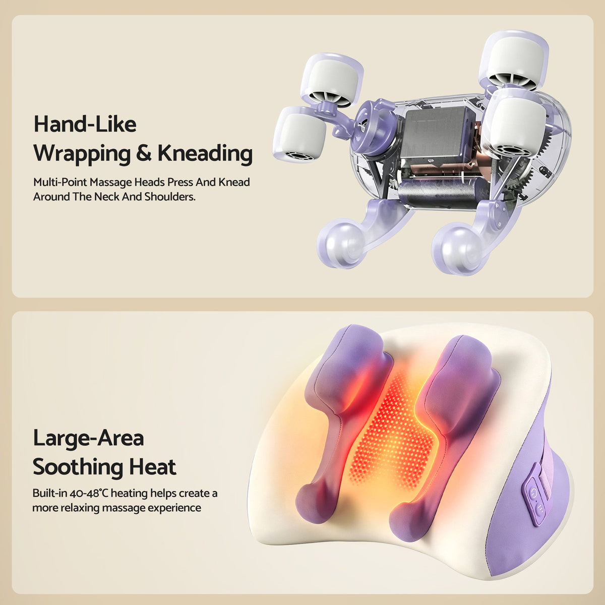Livemor Neck & Shoulder Massage Pillow with Heat, Cordless 4D Kneading Massager for Home & Office Awezingly